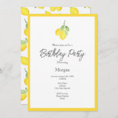 2つの水色レモンとパターン 招待状 (正面/裏面)