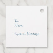 2つの水色冬の松の木のギフトラベル フェイバータグ (裏面)