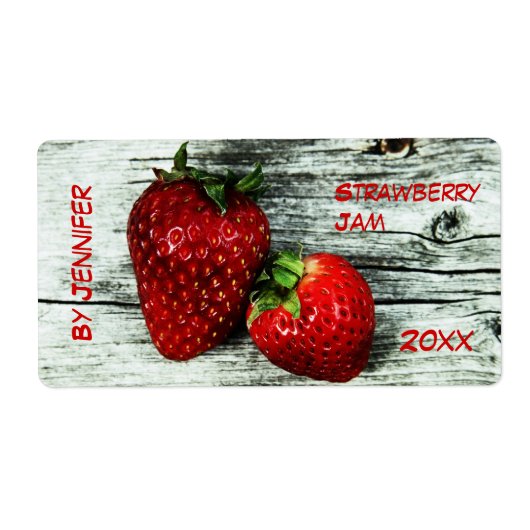 2つの汚れたイチゴのジャムラベル ラベル (正面)