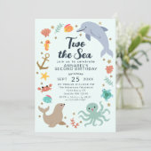 2つの海の海動物キッズ第2誕生日 招待状 (スタンド正面)