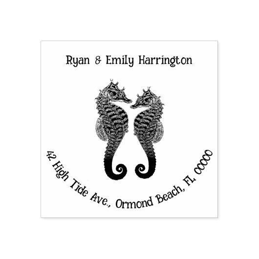 2つの海の馬のカップルのアドレス ラバースタンプ (インプリント)