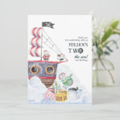 2つの海賊船マーメイド2歳の誕生日パーティー サンキューカード (スタンド正面)