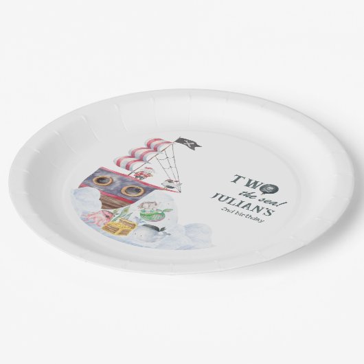 2つの海賊船マーメイド2歳の誕生日パーティー ペーパープレート (アングル)