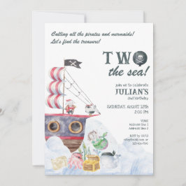 2つの海賊船マーメイド2歳の誕生日パーティー 招待状