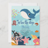 2つの深い、水中2番目の誕生日 招待状 (正面)