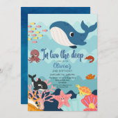 2つの深い、水中2番目の誕生日 招待状 (正面/裏面)