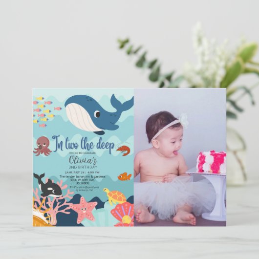 2つの深い、水中2番目の誕生日 招待状 (スタンド正面)