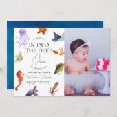2つの深い、水中2番目の誕生日 招待状 (正面/裏面)