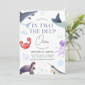 2つの深い、海、水中2番目の誕生日 招待状 (スタンド正面)