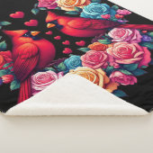 2つの深紅色とカラフルバラとハート シェルパブランケット (3/4)