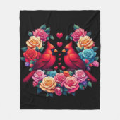 2つの深紅色とカラフルバラとハート フリースブランケット (正面)