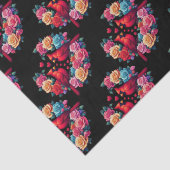 2つの深紅色とカラフルバラとハート 薄葉紙 (詳細)