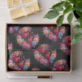 2つの深紅色とカラフルバラとハート 薄葉紙 (ギフト)