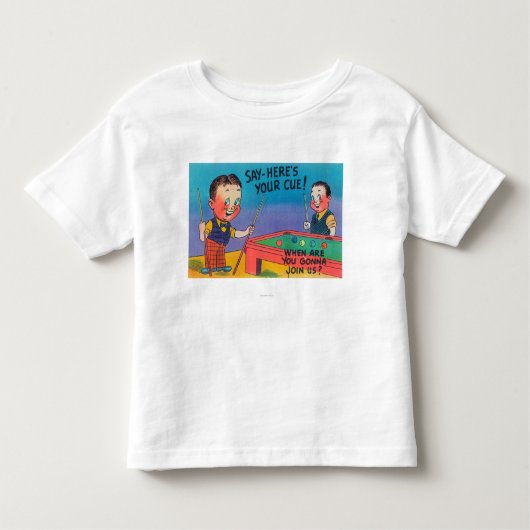 2つの漫画の人はプールを、ここにいますあなたの手掛り遊びます トドラーTシャツ (正面)