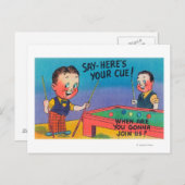 2つの漫画の男の遊プール、ここにキュー ポストカード (正面/裏面)