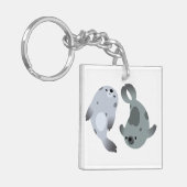 2つの漫画よくはしゃぐハープシールアクリルキーチェーン キーホルダー (正面左)