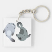 2つの漫画よくはしゃぐハープシールアクリルキーチェーン キーホルダー (裏面)