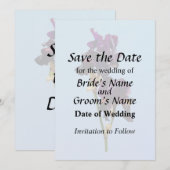 2つの濃い紫のアイリスでおめでたい日を セーブザデート (正面/裏面)