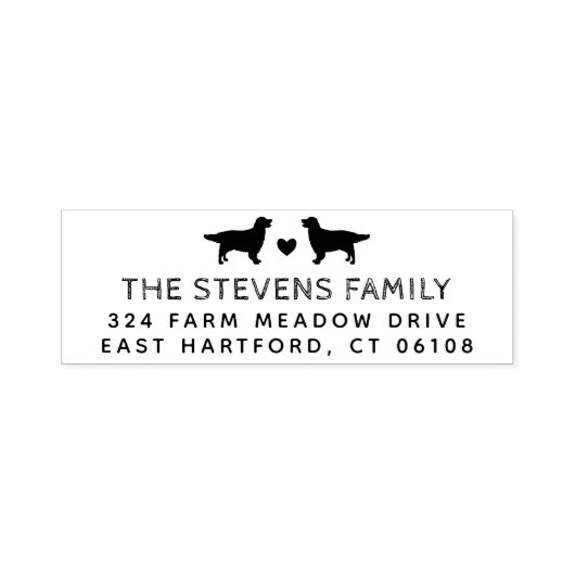 2つの犬のハート名とアドレス セルフインキングスタンプ (デザイン)