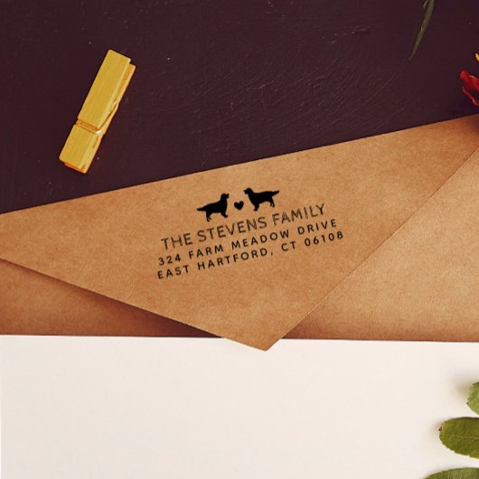 2つの犬のハート名とアドレス セルフインキングスタンプ