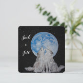 2つの狼ハウリングアットザムーン結婚式招待状 シーズンカード (スタンド正面)