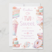 2つの甘いお菓子パステル甘いお菓子2歳の誕生日 招待状 (正面)