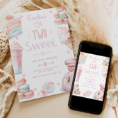 2つの甘いお菓子パステル甘いお菓子2歳の誕生日 招待状