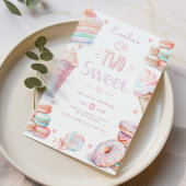 2つの甘いお菓子パステル甘いお菓子2歳の誕生日 招待状