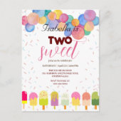 2つの甘いアイスクリームとポップシクル2nd誕生日ガール ポストカード (正面)