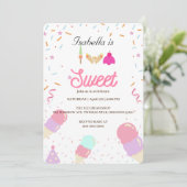2つの甘いアイスクリームと振りかける2ndバースデーガール 招待状 (スタンド正面)
