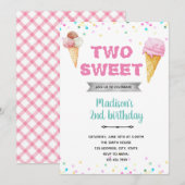 2つの甘いアイスクリームの招待 招待状 (正面/裏面)