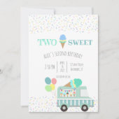 2つの甘いアイスクリームの社会的な誕生日の招待 招待状 (正面)