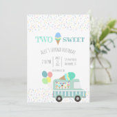 2つの甘いアイスクリームの社会的な誕生日の招待 招待状 (スタンド正面)