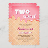 2つの甘いアイスクリームサマーガール2nd誕生日パーティー 招待状 (正面/裏面)