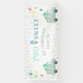 2つの甘いアイスクリームソーシャルバースデーバナー 横断幕 (縦)