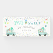 2つの甘いアイスクリームソーシャルバースデーバナー 横断幕 (横)