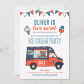 2つの甘いアイスクリームパーティー2nd誕生日 招待状 (正面)