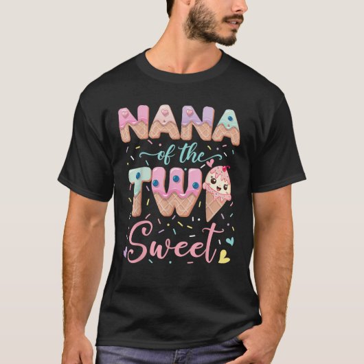 2つの甘いアイスクリーム愛好家のNana 2歳の誕生日 Tシャツ (正面)
