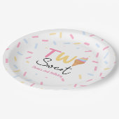 2つの甘いアイスクリーム第2の誕生日パーティー ペーパープレート (アングル)