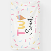 2つの甘いアイスクリーム第2の誕生日パーティー 横断幕 (縦)