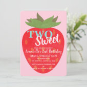 2つの甘いイチゴかわいいキッズセカンド誕生日 招待状 (スタンド正面)