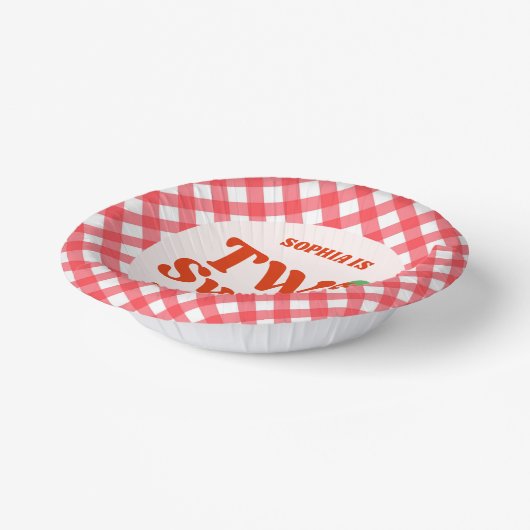 2つの甘いイチゴの果実2nd誕生日パーティー ペーパーボウル (傾斜あり)