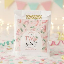 2つの甘いイチゴ子供の誕生日 フェイバーバッグ