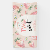 2つの甘いイチゴ子供の誕生日 横断幕 (縦)