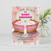 「2つの甘いエンドウ豆をパイに！」 - Twin Baby Girl Shower 招待状 (スタンド正面)