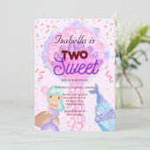 2つの甘いカップケーキとマーメイド2nd誕生日ガール 招待状 (スタンド正面)