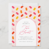 2つの甘いキャンディグミベア女の子2歳の誕生日 招待状 (正面)