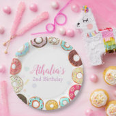 2つの甘いキュートドーナツ2nd誕生日紙プレート ペーパープレート (パーティー)