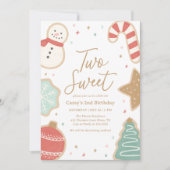 2つの甘いクリスマスクッキー2nd誕生日 招待状 (正面)