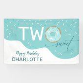 2つの甘いティール(緑がかった色)つや消し女の子2nd誕生日バナー 横断幕 (横)